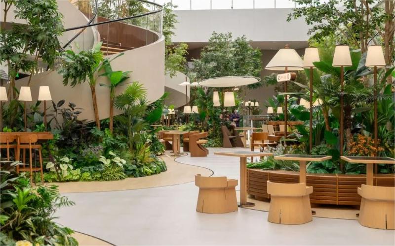 室内绿植花园餐厅,用植物组织一个柔软的空间